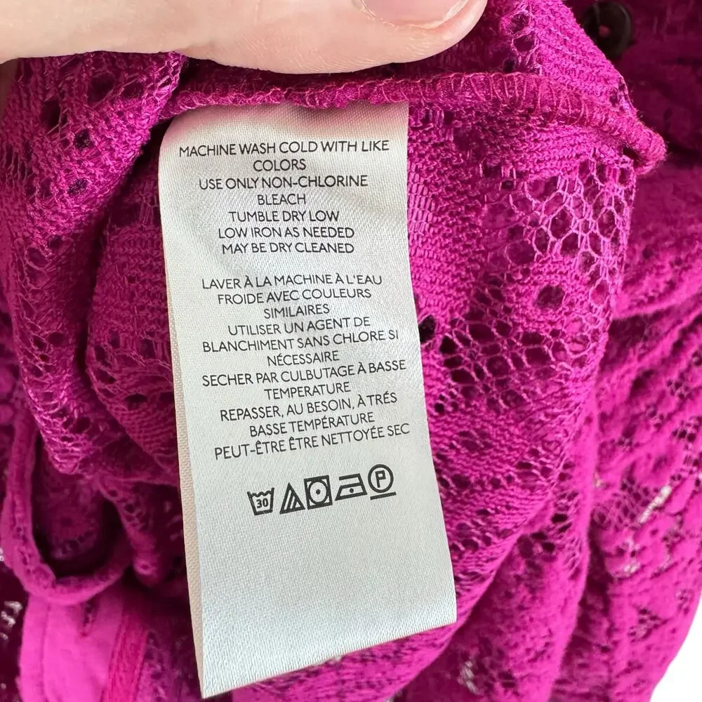 We The Free Ruby Lace Raspberry Shacket Jacket Button Up Oversized Size L - Picture 10 of 10